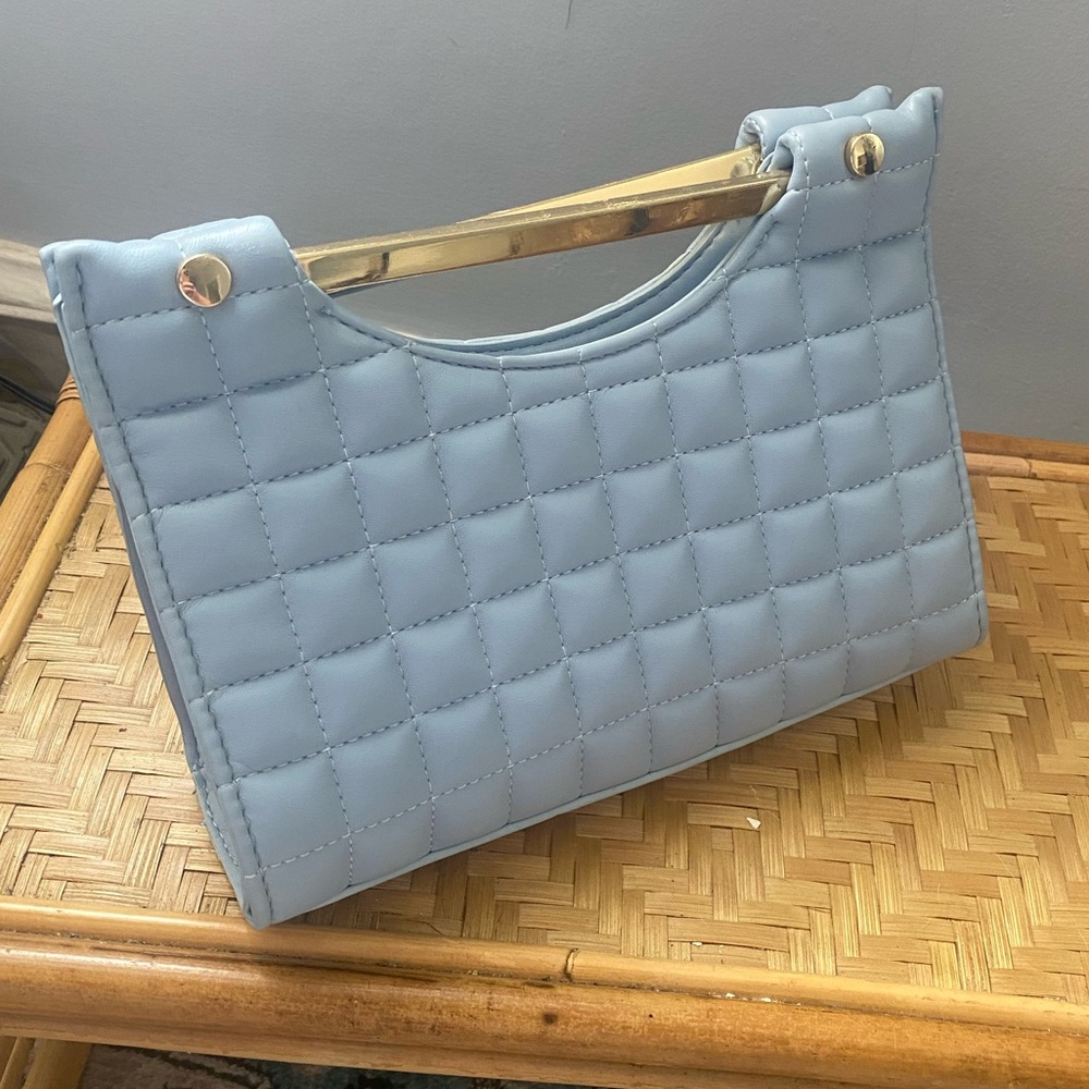 Baby Blue Leather Clutch